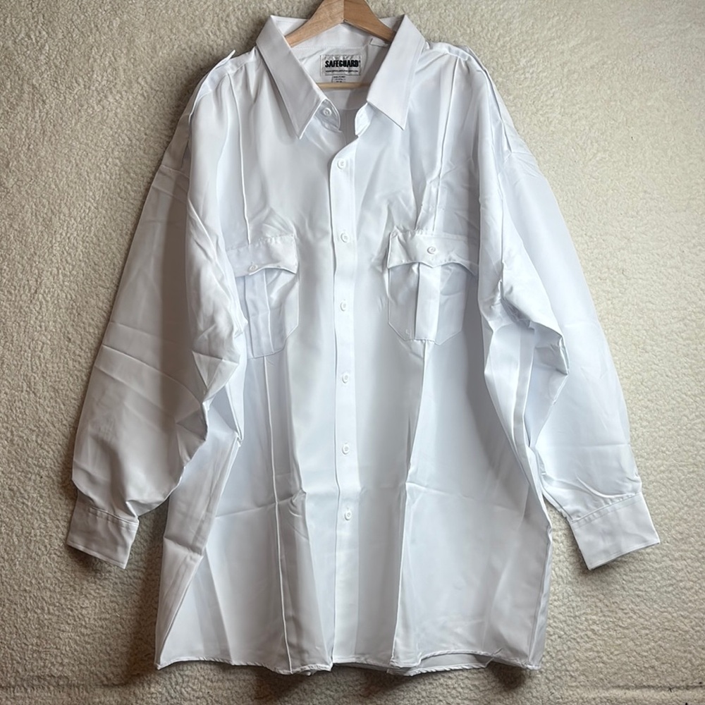 NWT Safeguard Mens White Security Guard Long Sleeve Uniform Shirt Size 5XL